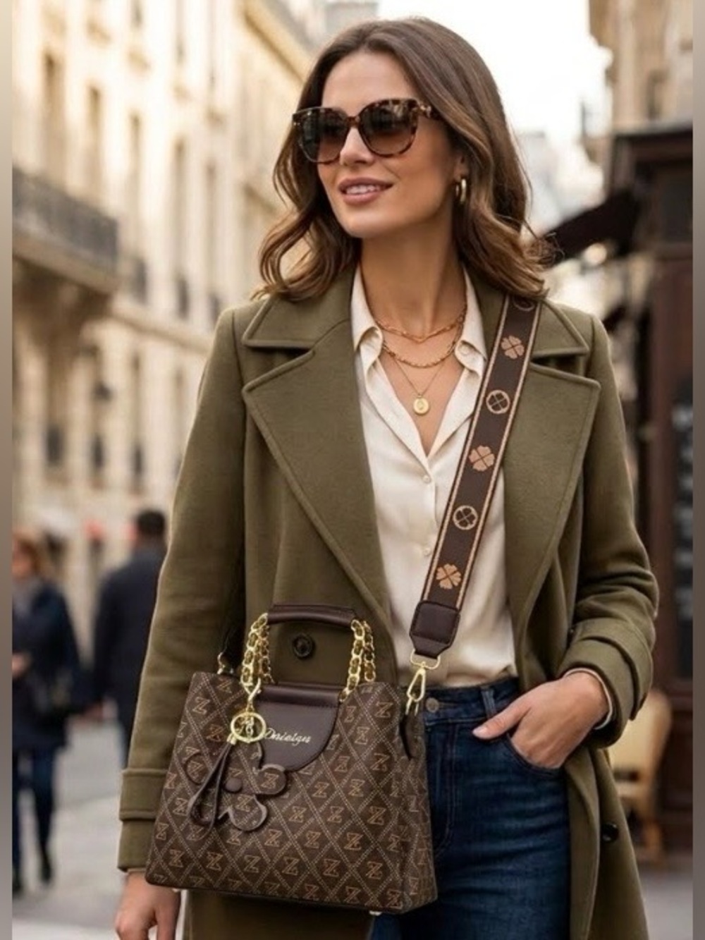 Brown Monogram Satchel, Chain Handles, Guitar Strap, Standard Strap & Bag Charm